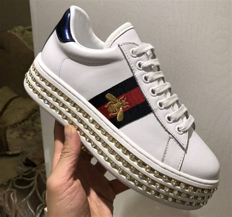 gucci ace sneaker with crystals replica|gucci platform sneakers with crystals.